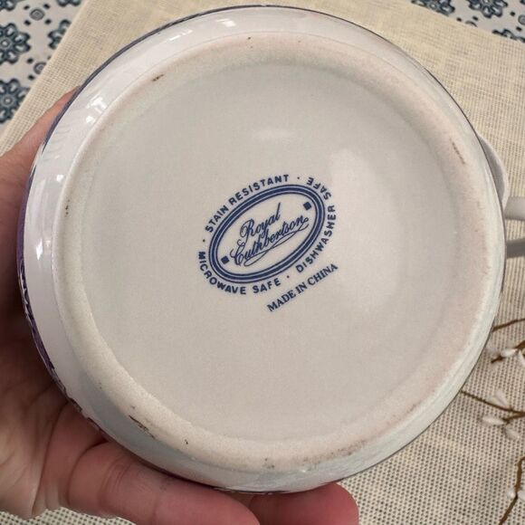 Royal Cuthbertson Blue Willow Creamer Sugar Bowl& Lid Set Blue White‎ Porcelain - Picture 6 of 8